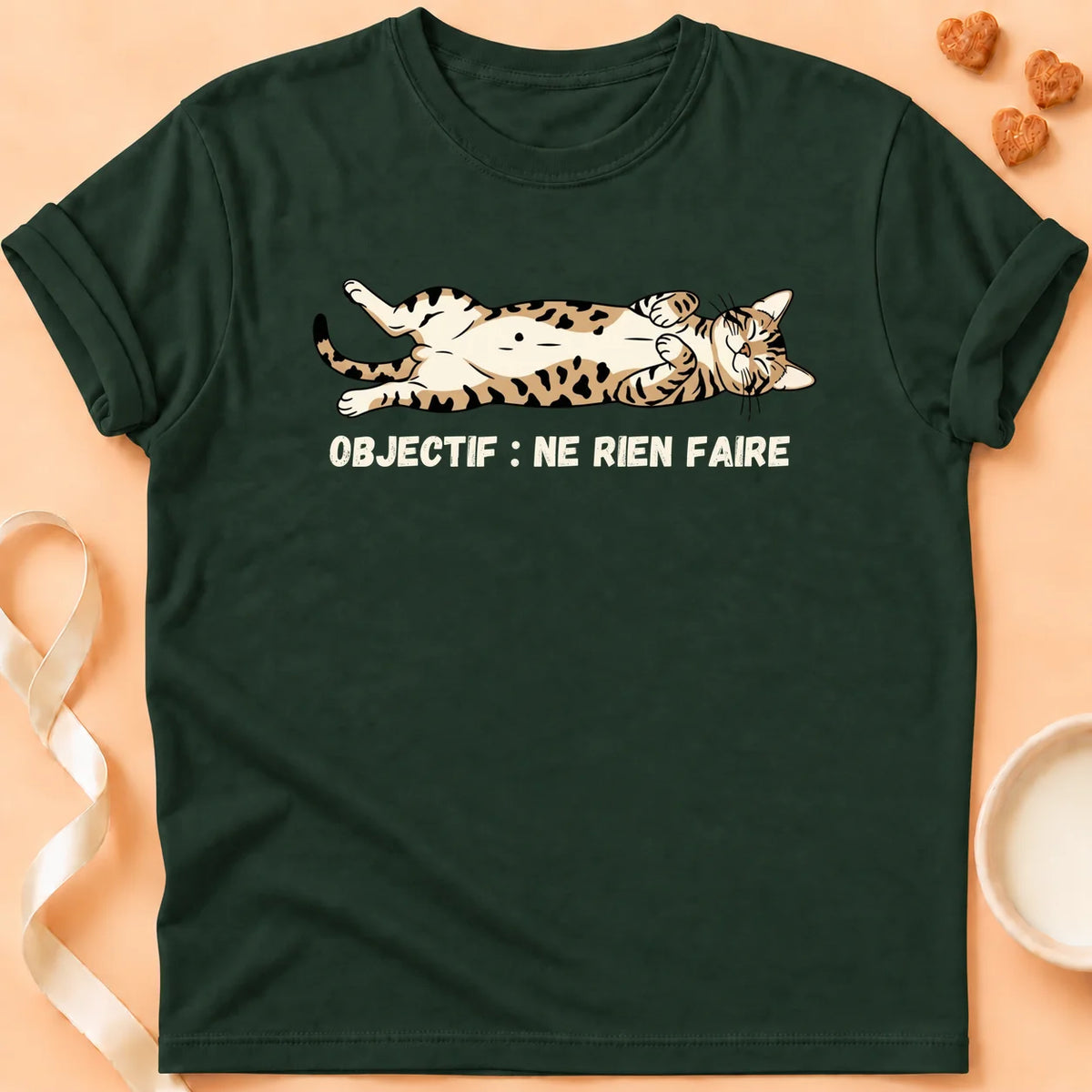 T-shirt chat Patoume – T-Shirt Objectif – Vert sapin