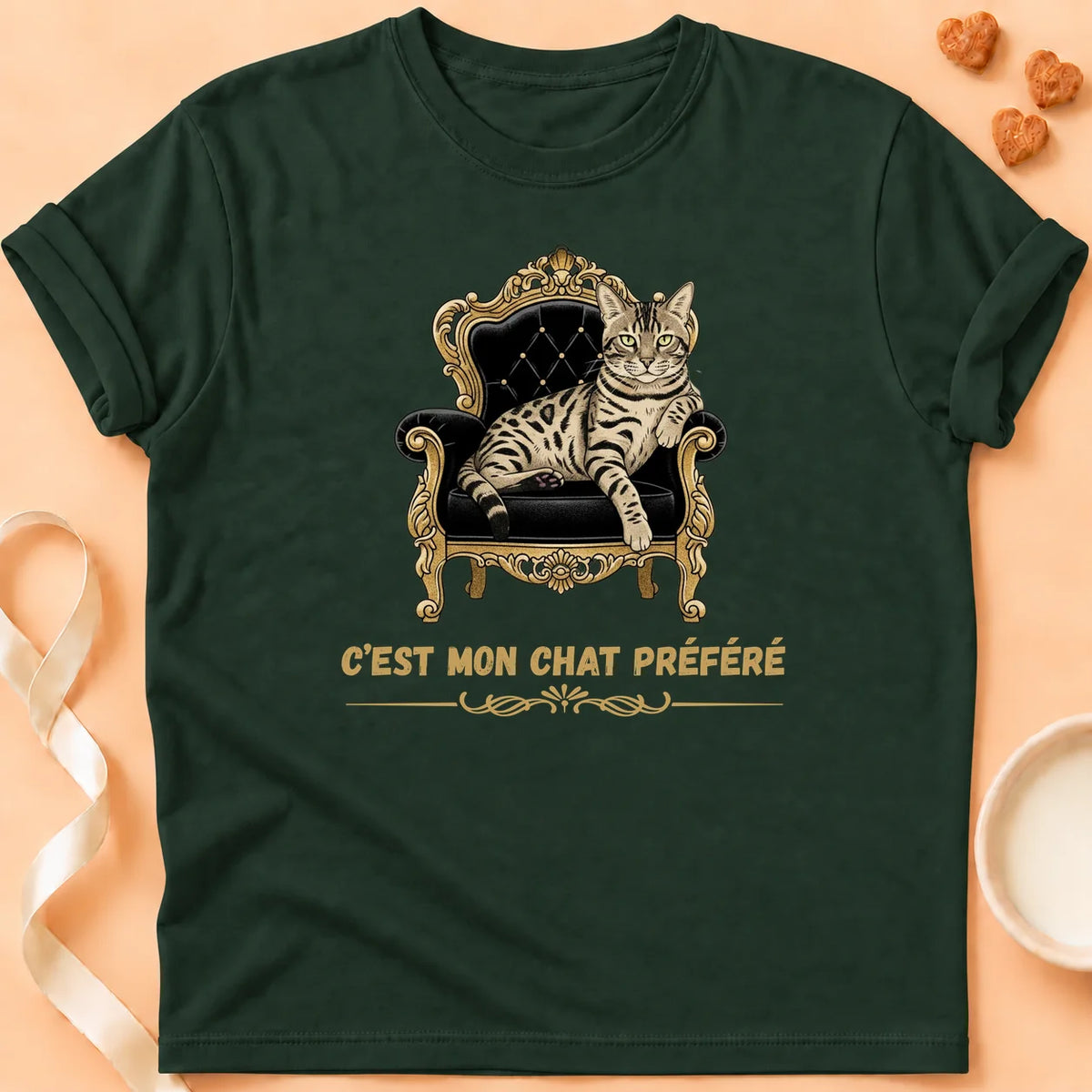 T-shirt chat Patoume – T-Shirt Préféré – Vert sapin
