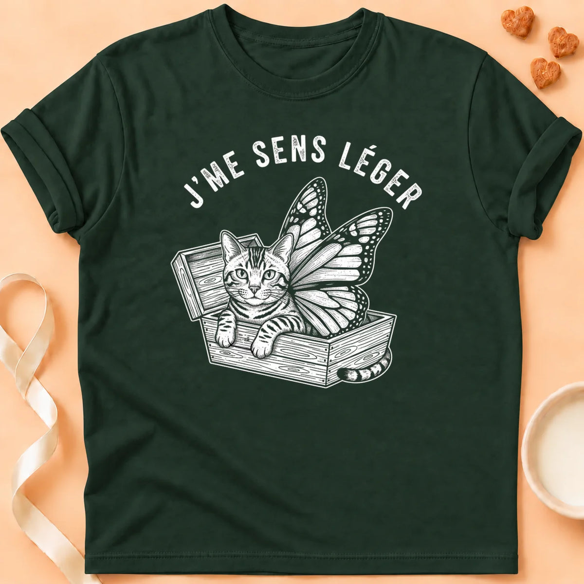 T-shirt chat Patoume – T-Shirt Léger – Vert sapin