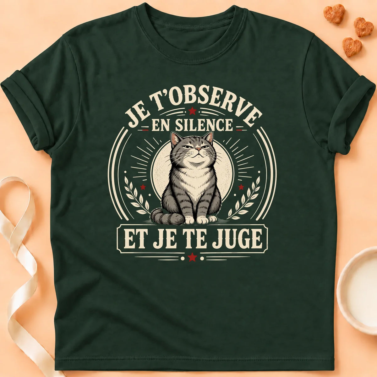 T-shirt chat Patoume – T-Shirt Jugement – Vert sapin