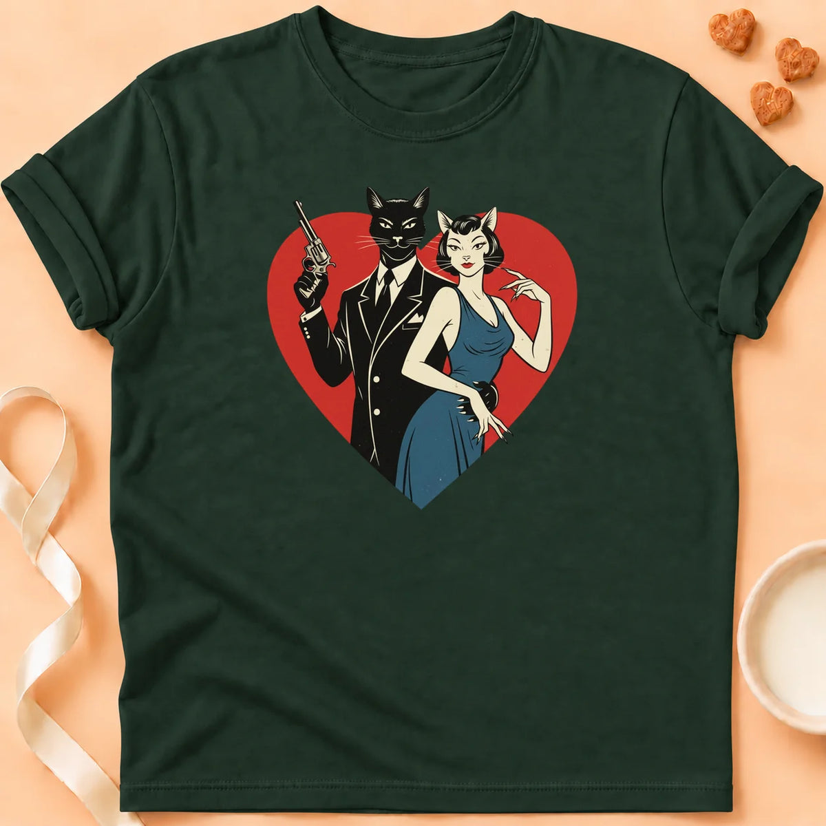 T-shirt chat Patoume – T-Shirt Agent – Vert sapin