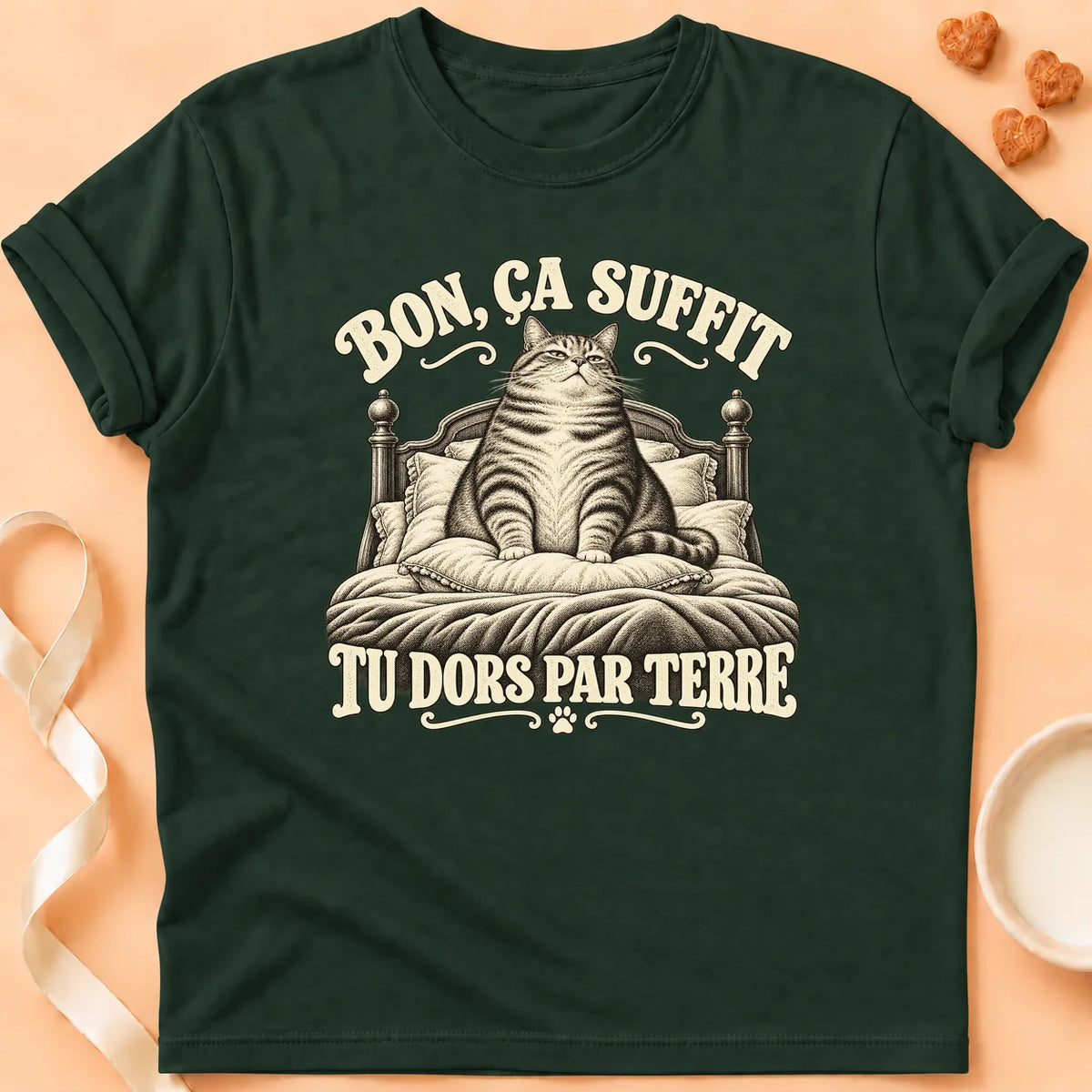 T-shirt chat Patoume – T-shirt Chat impérial – Vert sapin