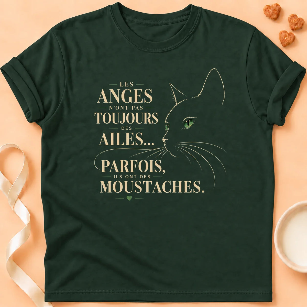 T-shirt chat Patoume – T-Shirt Angel – Vert sapin