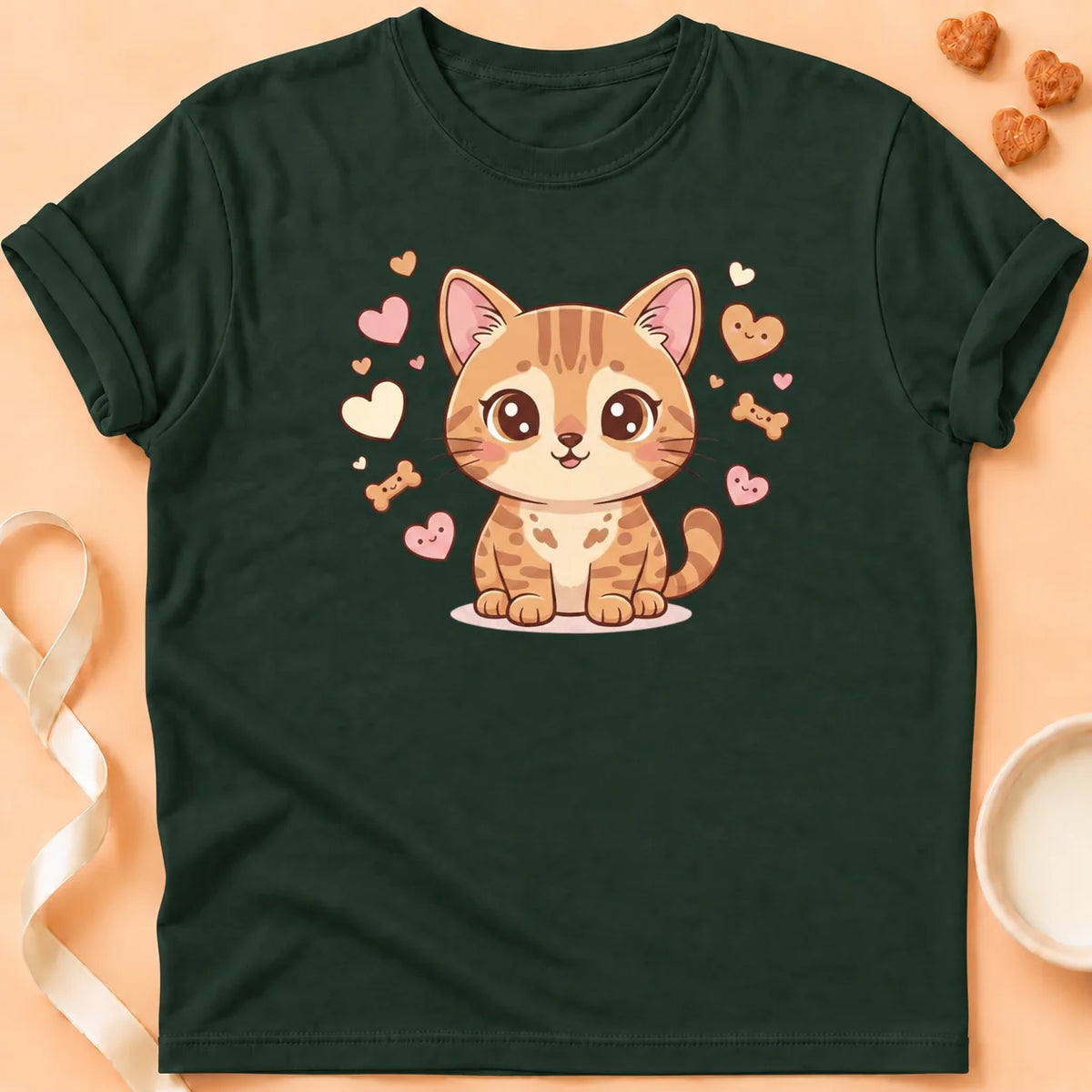 T-shirt chat Patoume – T-Shirt mimi – Vert sapin