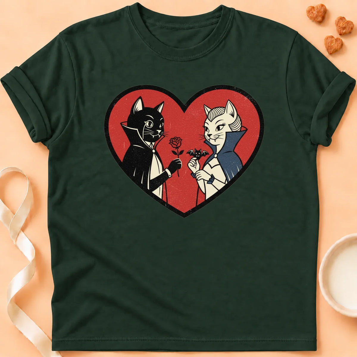 T-shirt chat Patoume – T-Shirt Dracula – Vert sapin