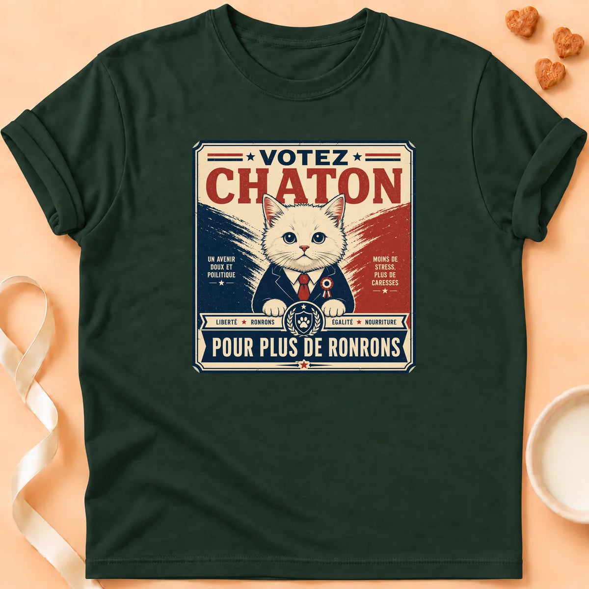 T-shirt chat Patoume – T-Shirt Vote – Vert sapin