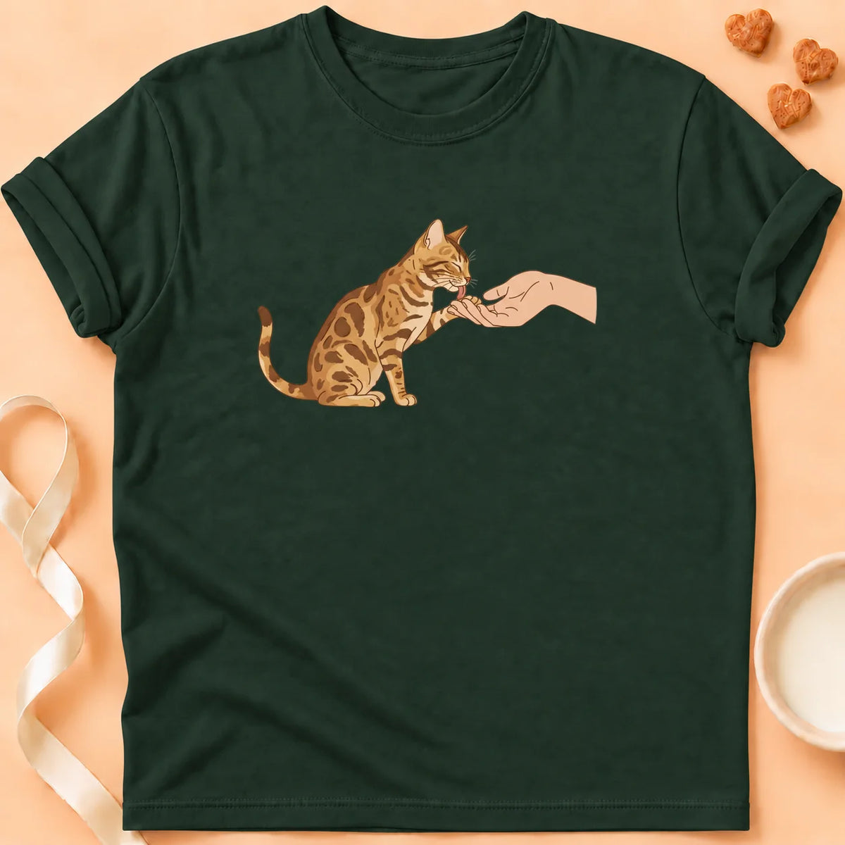 T-shirt chat Patoume – T-Shirt Lien – Vert sapin