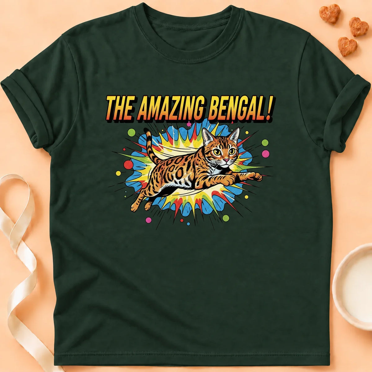 T-shirt chat Patoume – T-Shirt Amazing – Vert sapin