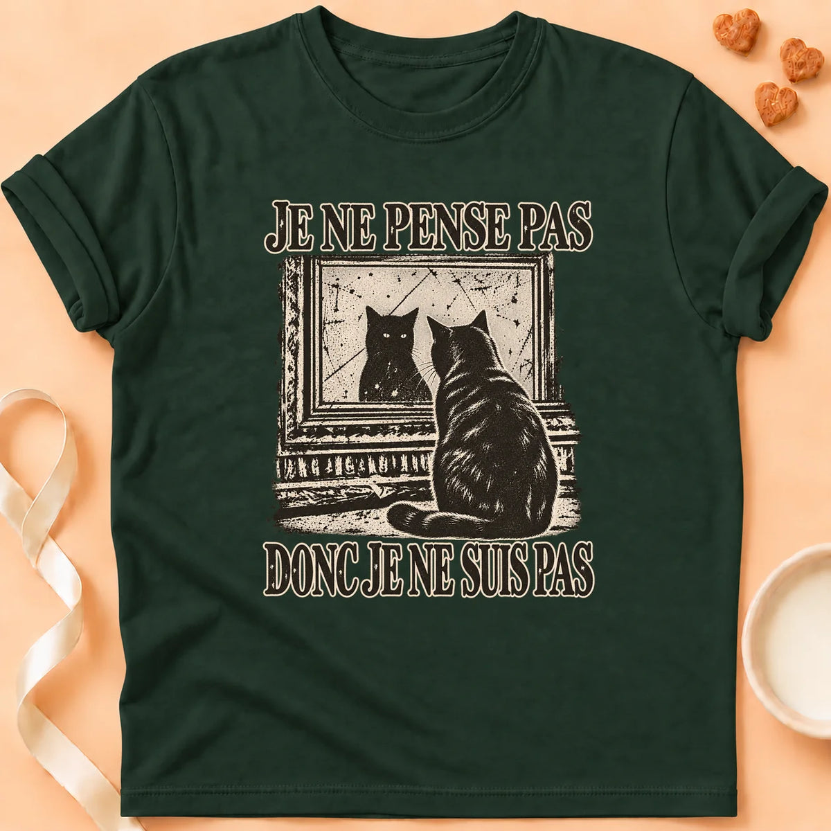T-shirt chat Patoume – T-shirt Je ne suis pas – Vert sapin