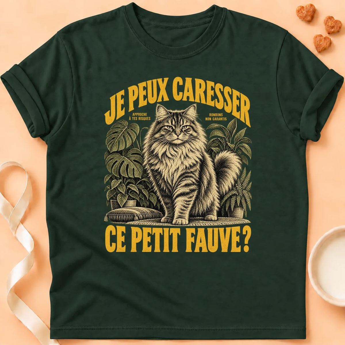 T-shirt chat Patoume – T-shirt Ce petit fauve – Vert sapin