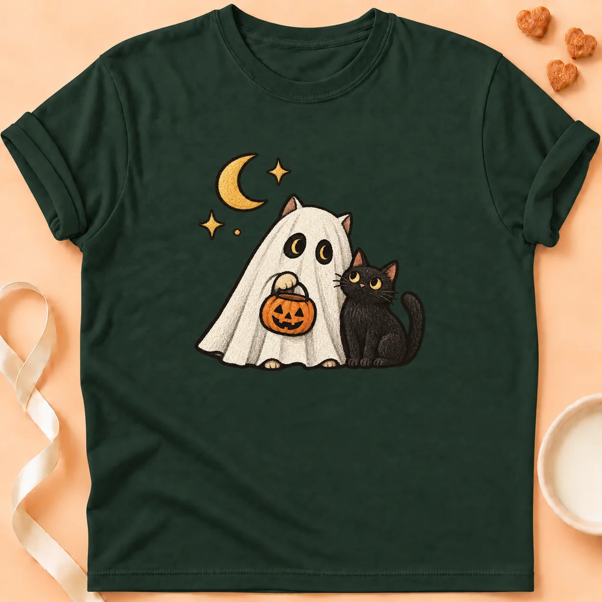 T-shirt chat Patoume – T-shirt Pas de peur – Vert sapin