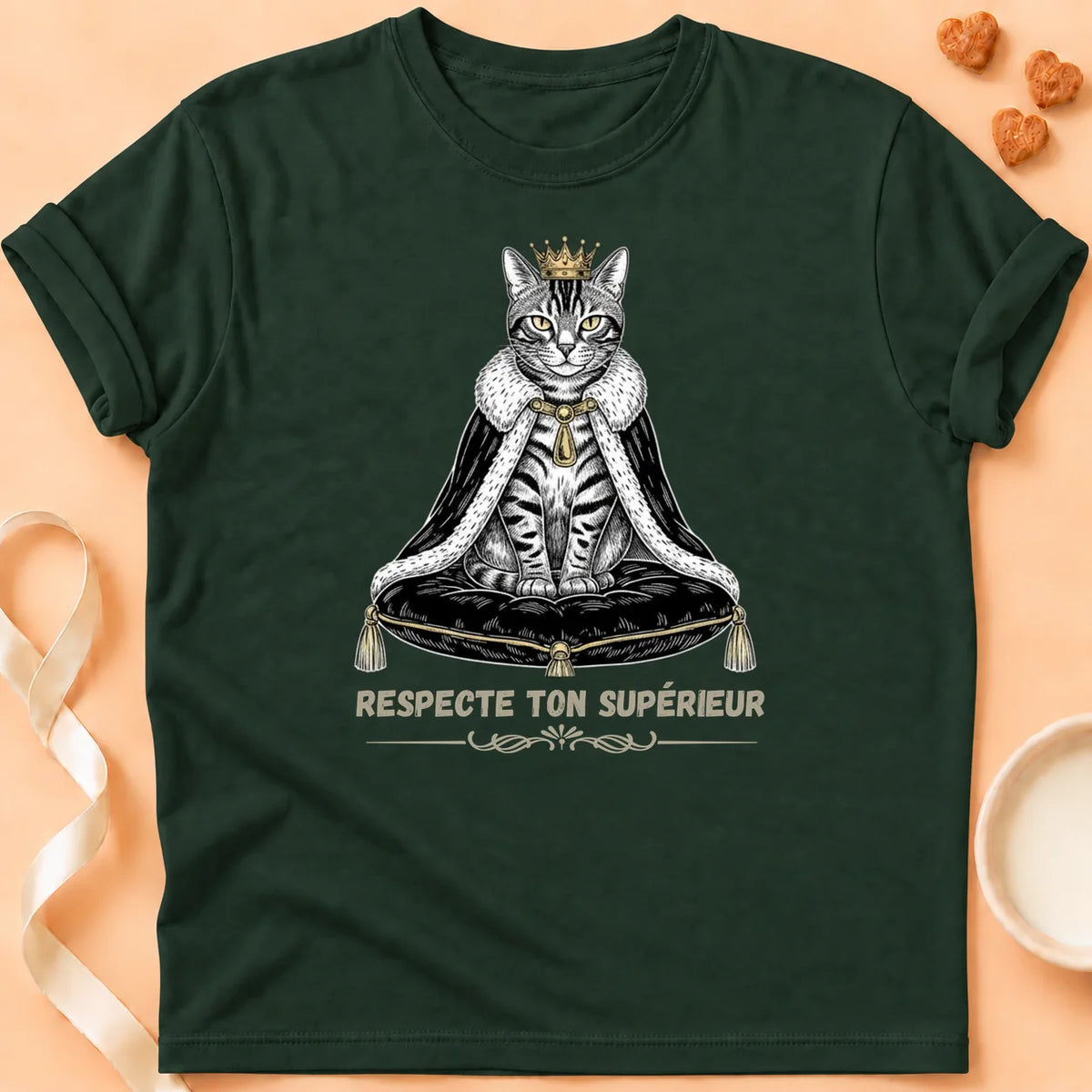 T-shirt chat Patoume – T-Shirt Royal – Vert sapin