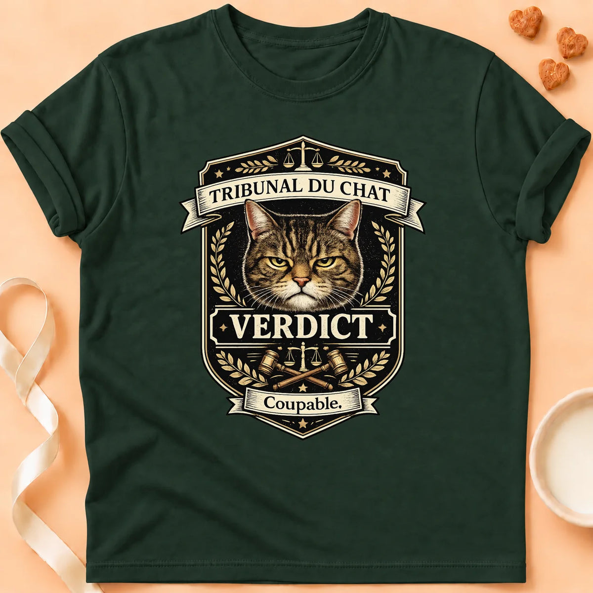 T-shirt chat Patoume – T-Shirt Tribunal – Vert sapin