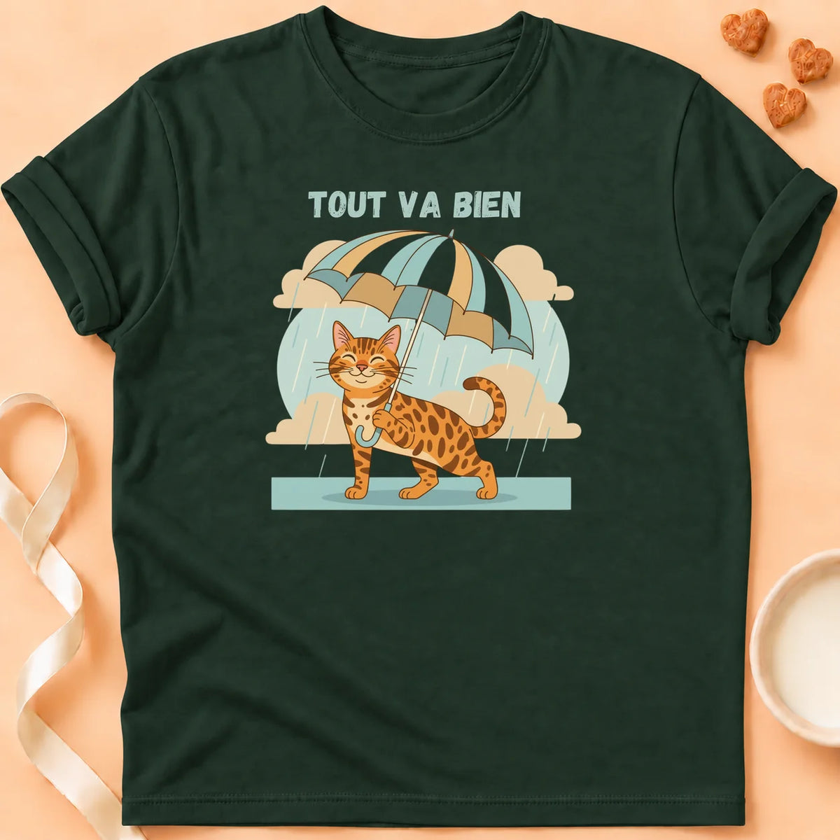 T-shirt chat Patoume – T-Shirt Bueno – Vert sapin