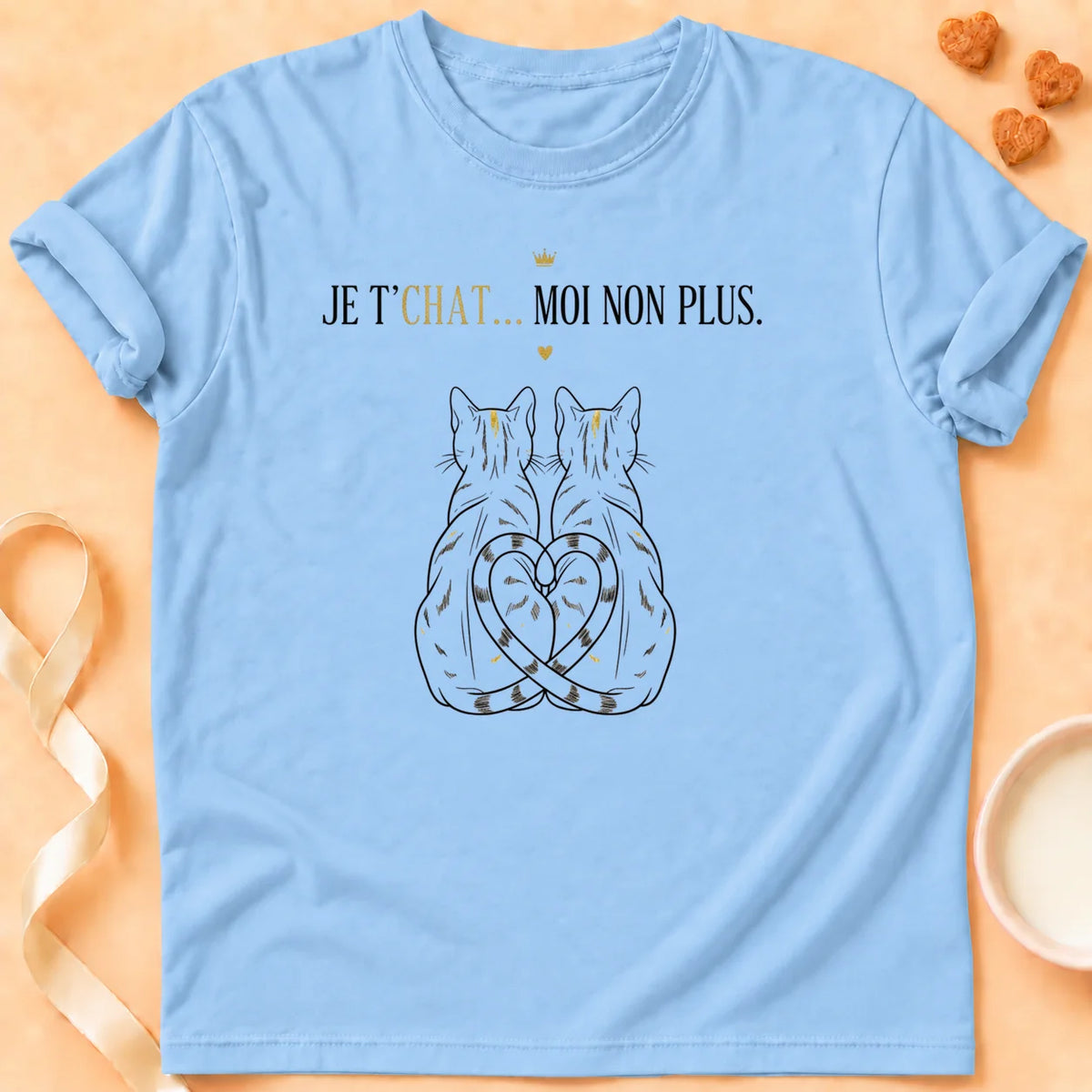 T-shirt chat Patoume – T-Shirt Tchat – Bleu ciel