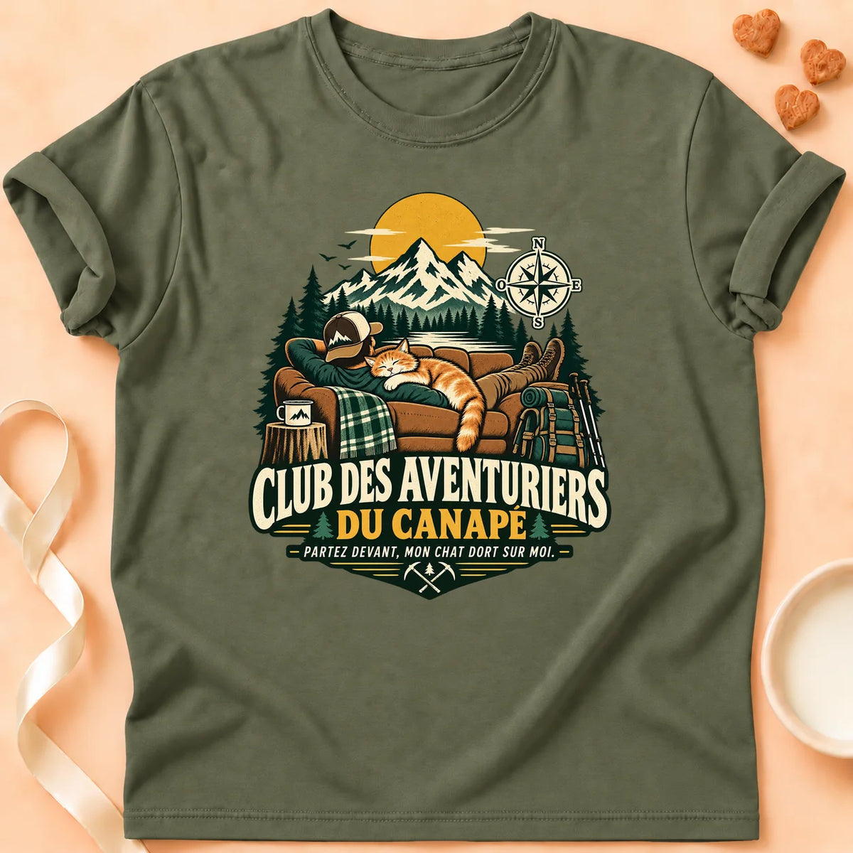 T-shirt chat Patoume – T-shirt Sur moi – Vert kaki