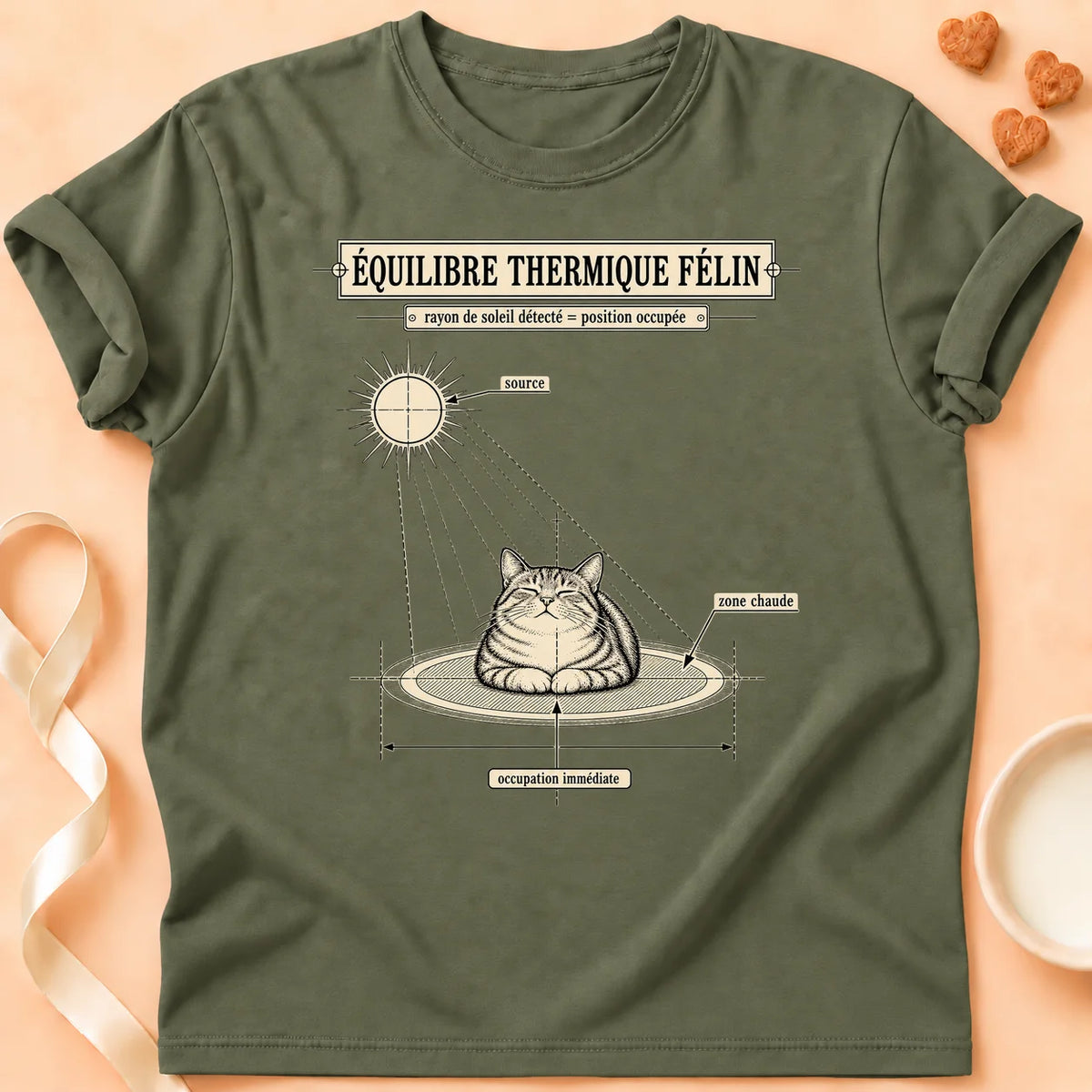 T-shirt chat Patoume – T-shirt Equilibre thermique – Vert kaki