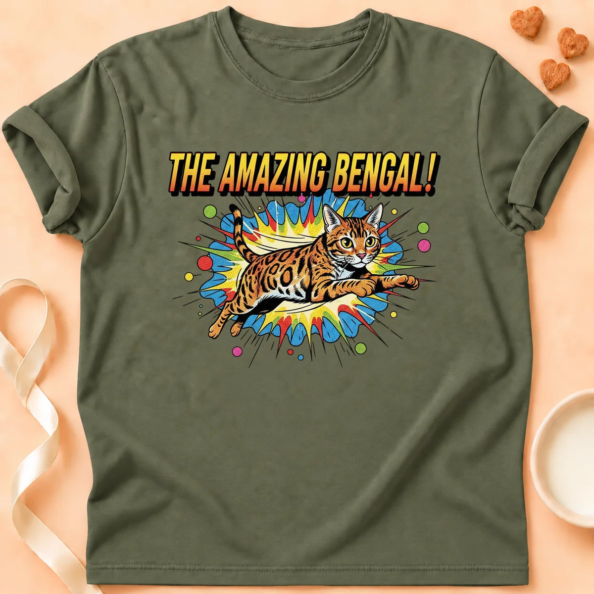 T-shirt chat Patoume – T-Shirt Amazing – Vert kaki