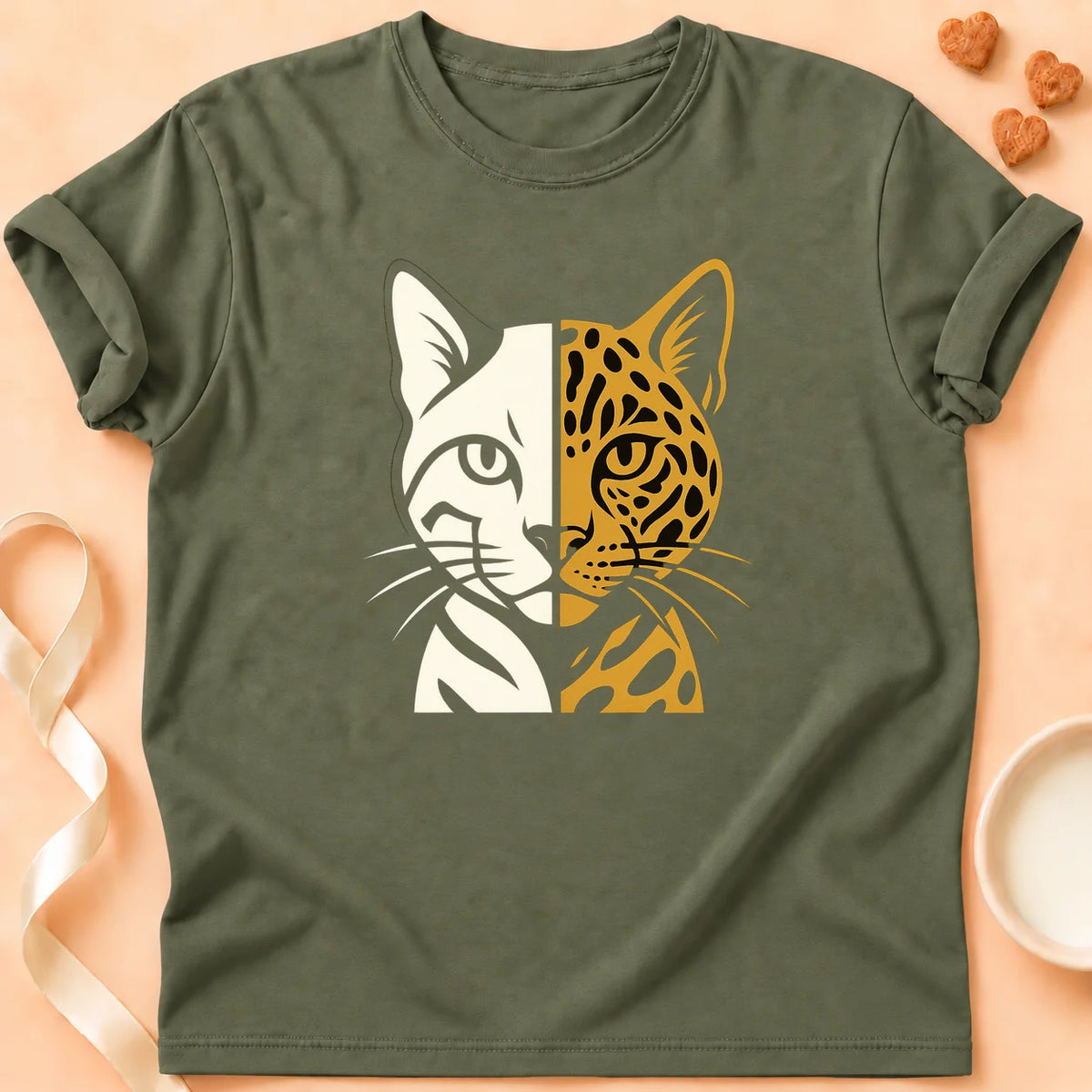 T-shirt chat Patoume – T-Shirt Bangface – Vert kaki