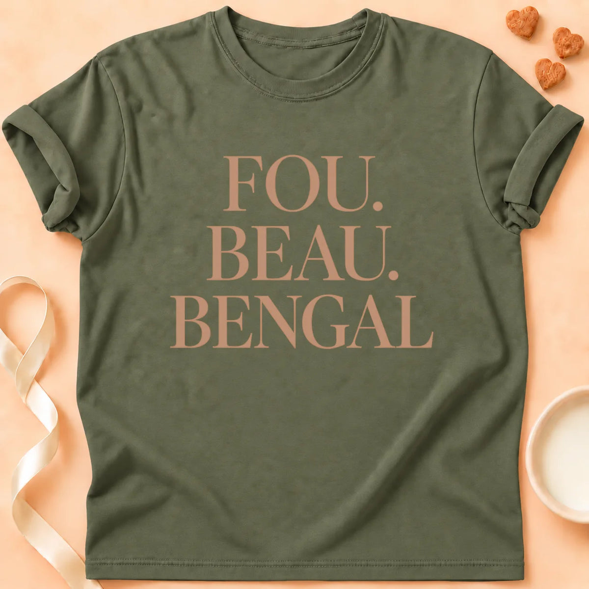 T-shirt chat Patoume – T-Shirt Beauté – Vert kaki