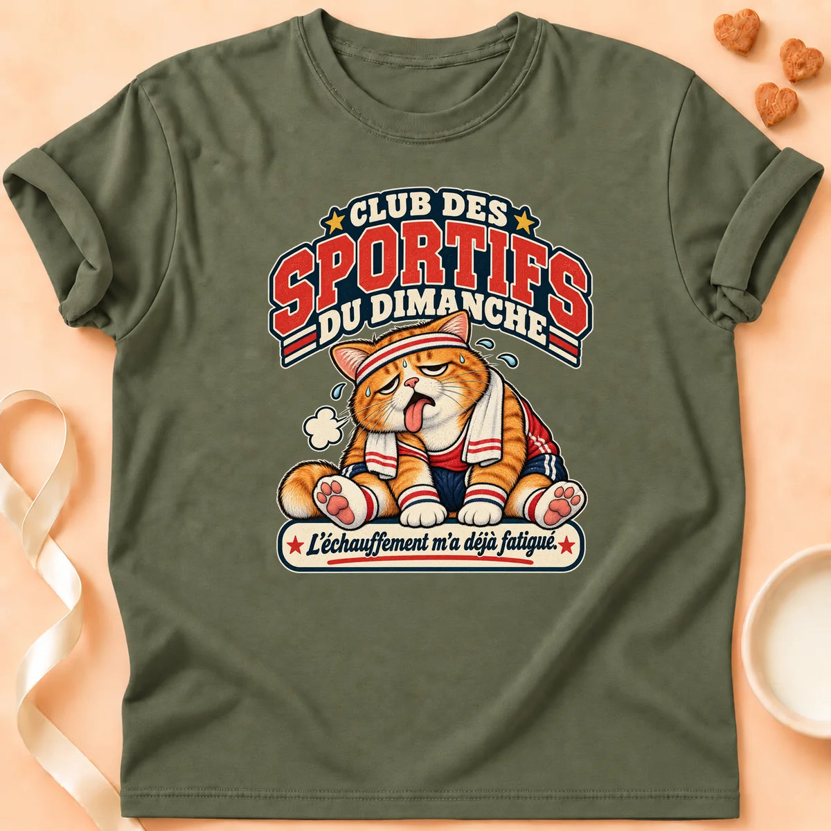 T-shirt chat Patoume – T-shirt Pas trop sportif – Vert kaki