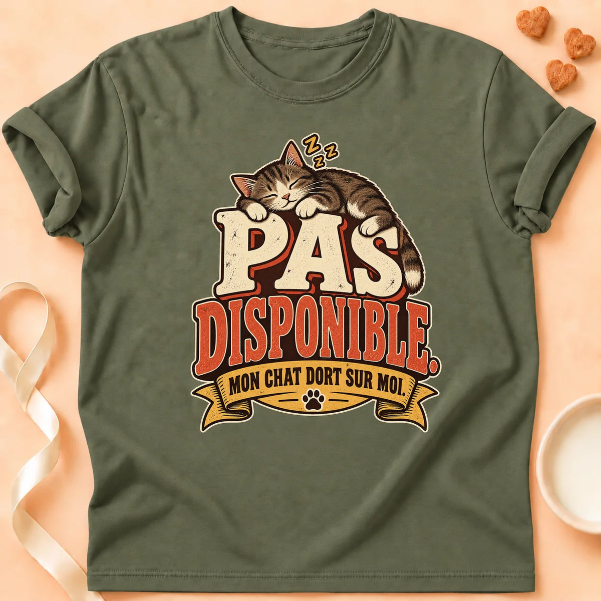 T-shirt chat Patoume – T-shirt Pas dispo – Vert kaki