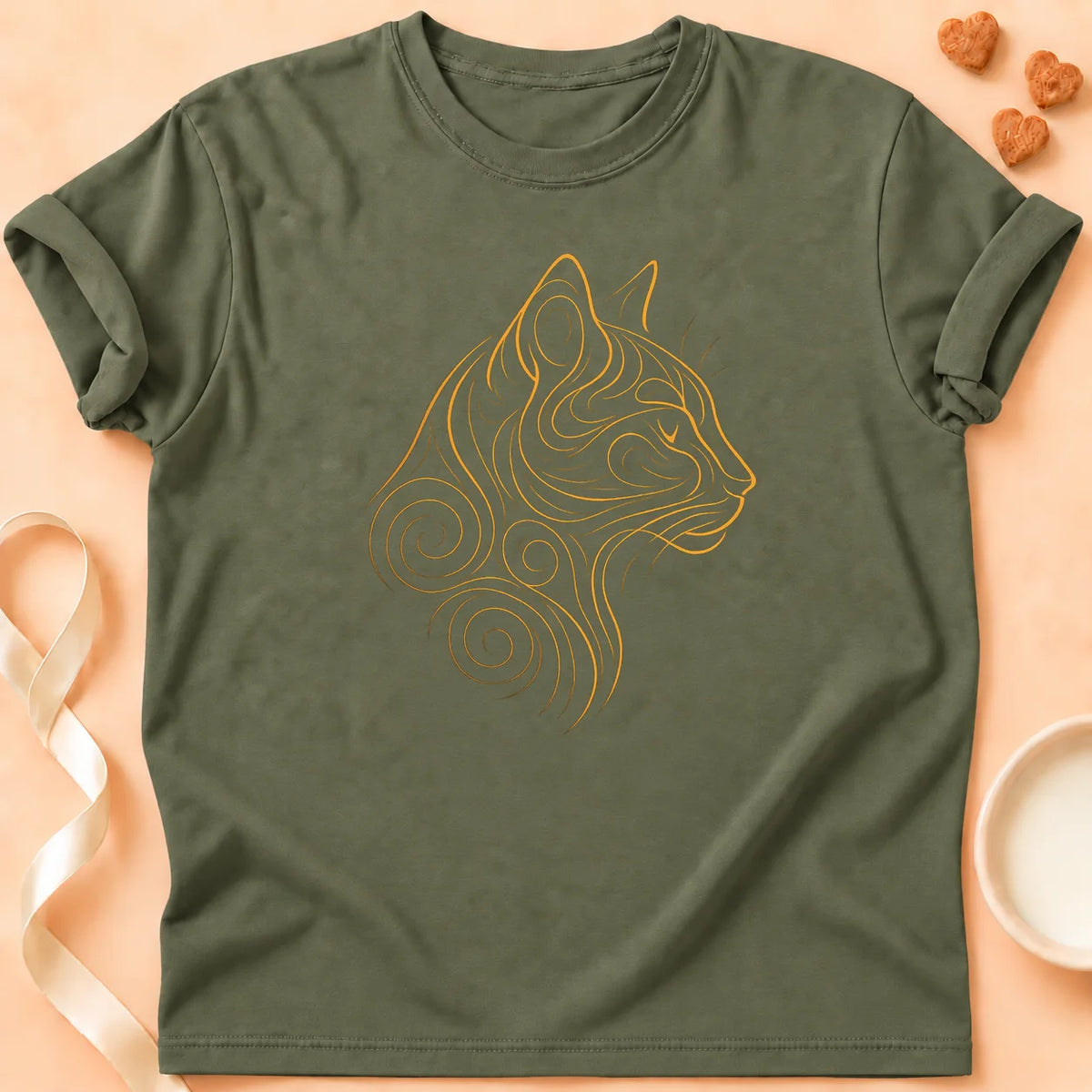 T-shirt chat Patoume – T-Shirt Fractale – Vert kaki