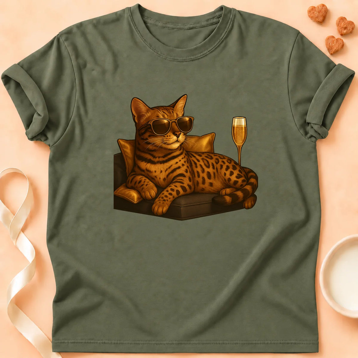 T-shirt chat Patoume – T-Shirt Détente IRL – Vert kaki