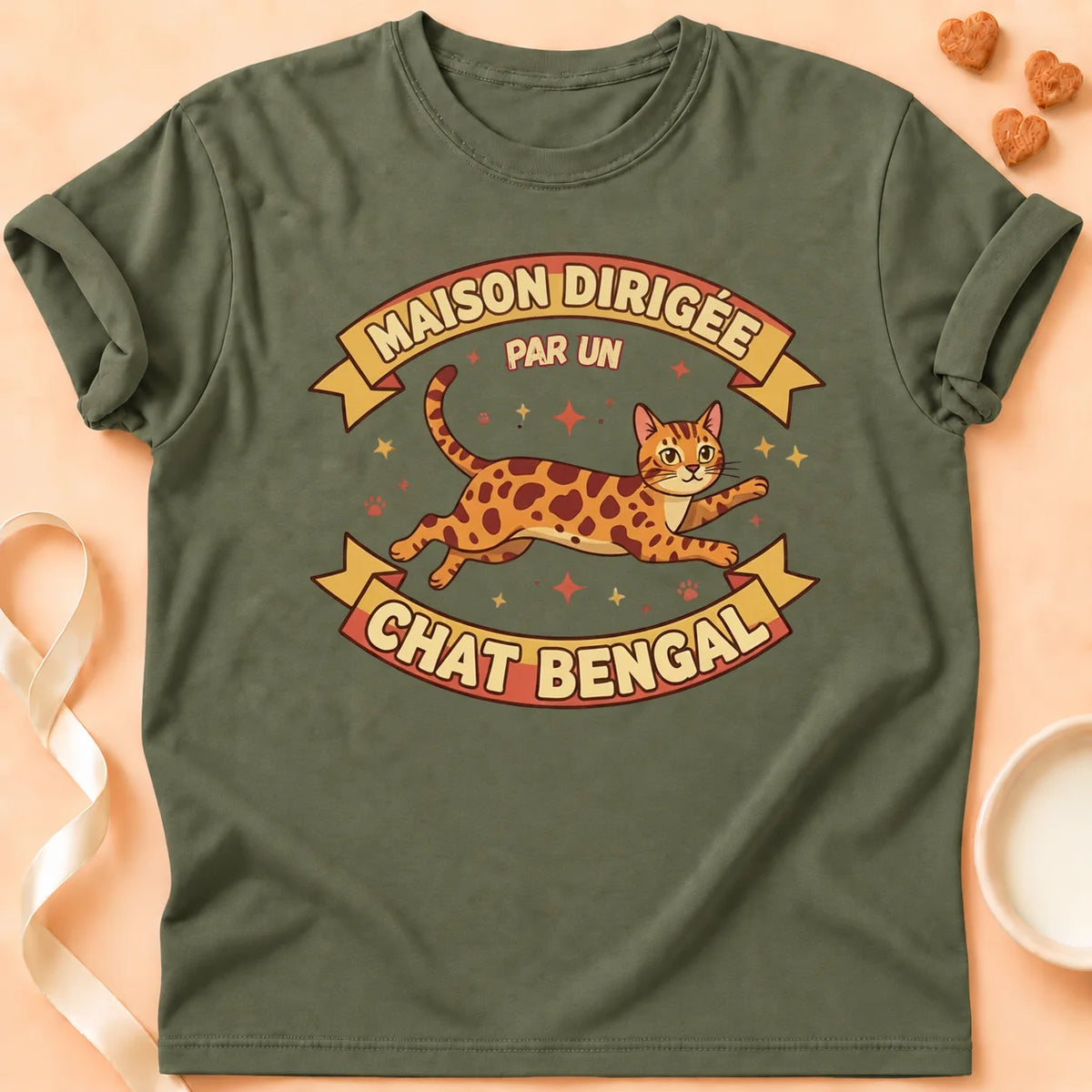 T-shirt chat Patoume – T-Shirt BenBen – Vert kaki