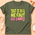 T-shirt chat Patoume – T-shirt Que 5 minutes – Vert kaki