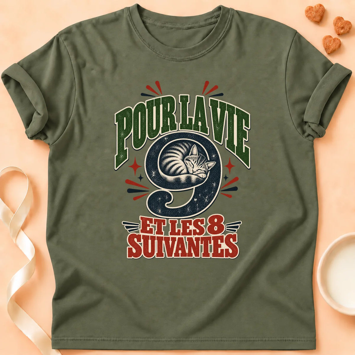 T-shirt chat Patoume – T-shirt Pour la vie – Vert kaki