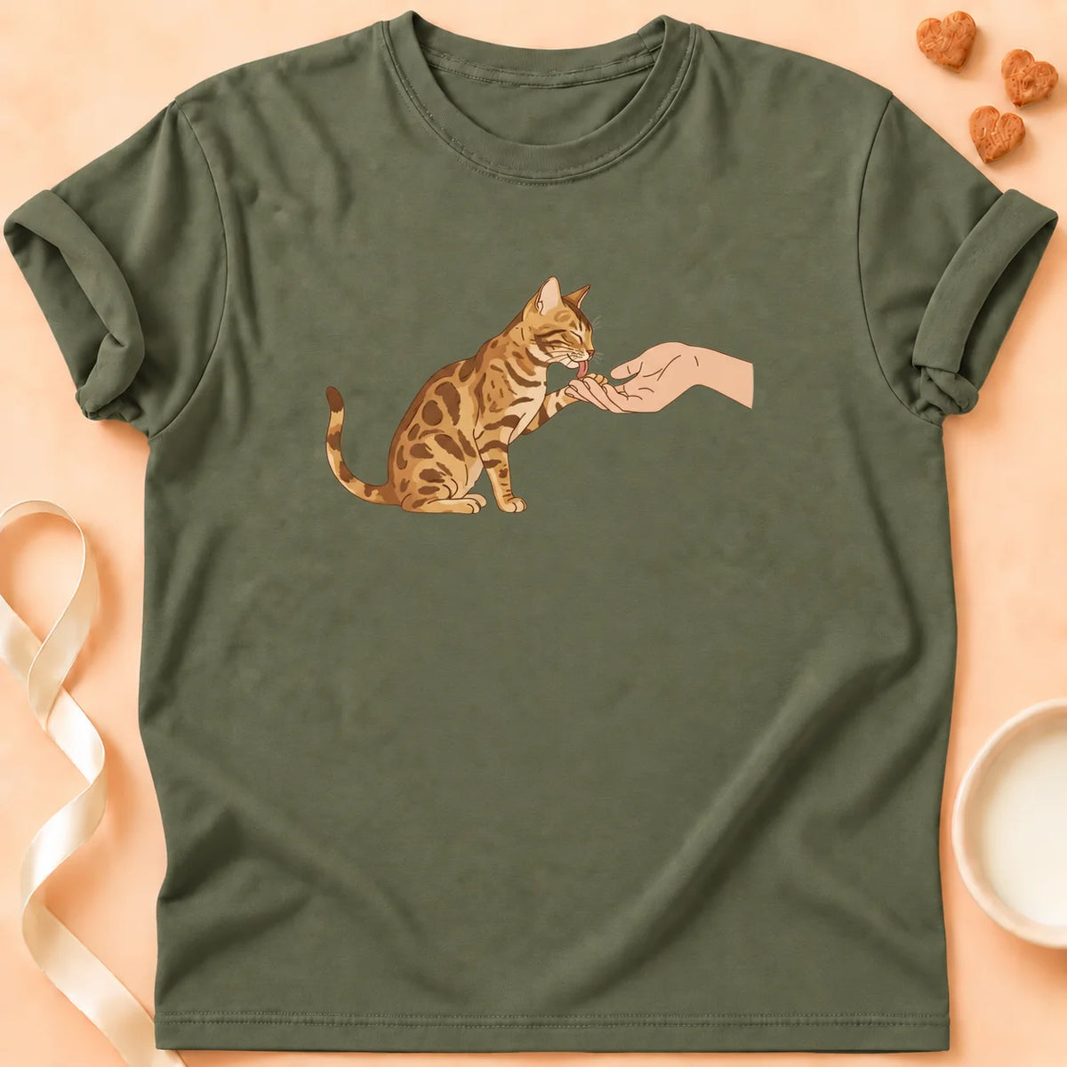 T-shirt chat Patoume – T-Shirt Lien – Vert kaki