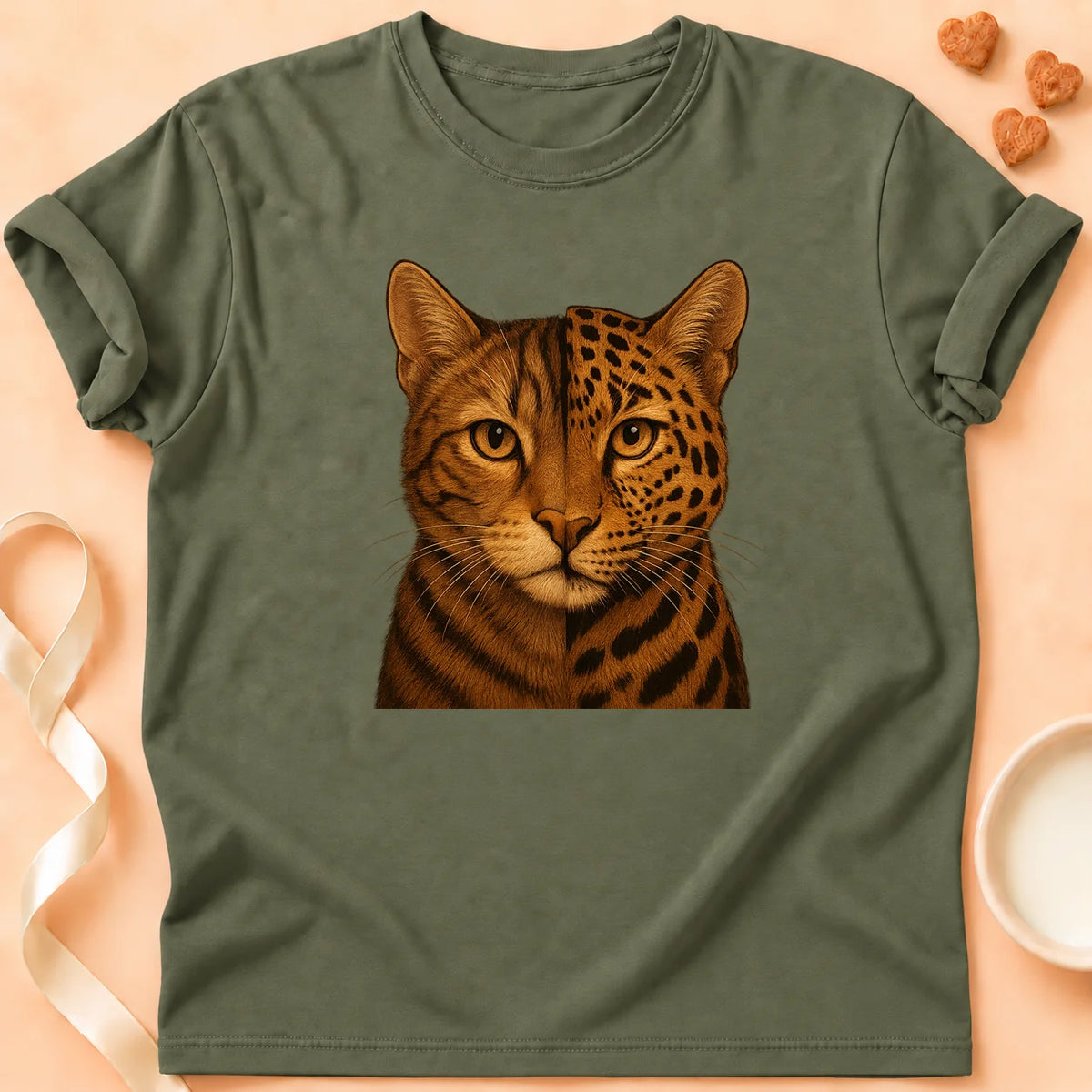 T-shirt chat Patoume – T-Shirt MiBengal – Vert kaki