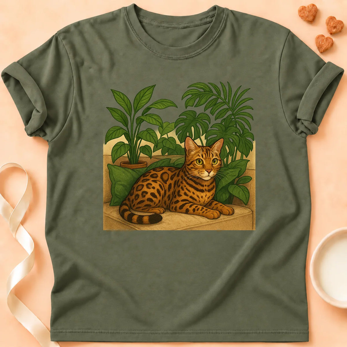 T-shirt chat Patoume – T-Shirt Jungle IRL – Vert kaki