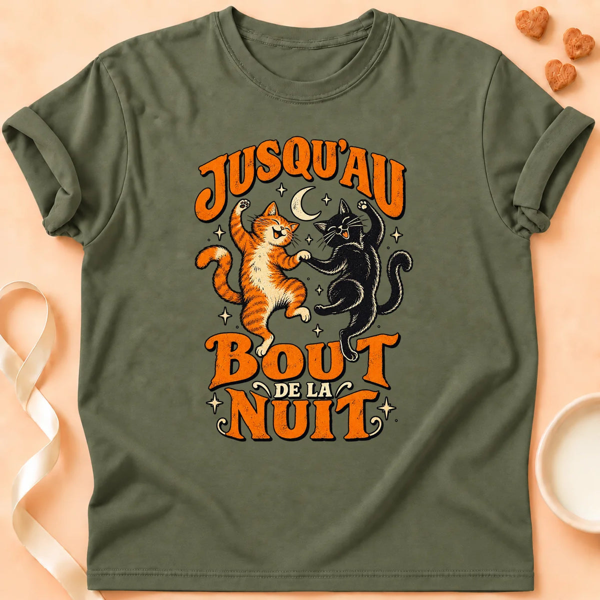 T-shirt chat Patoume – T-shirt Jusqu’au bout – Vert kaki