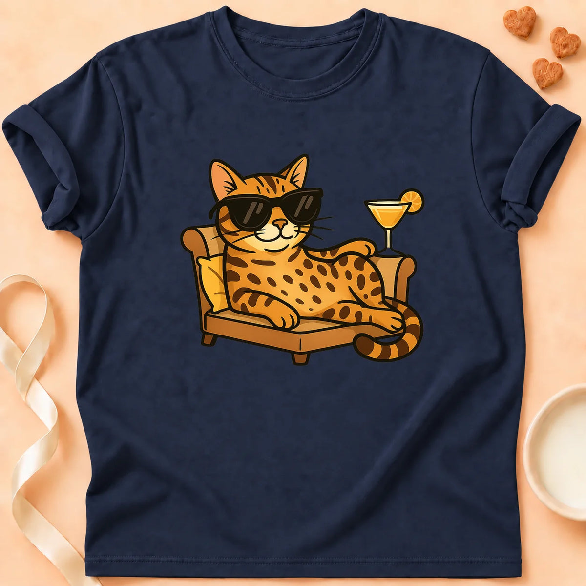 T-shirt chat Patoume – T-Shirt Chill – Bleu marine
