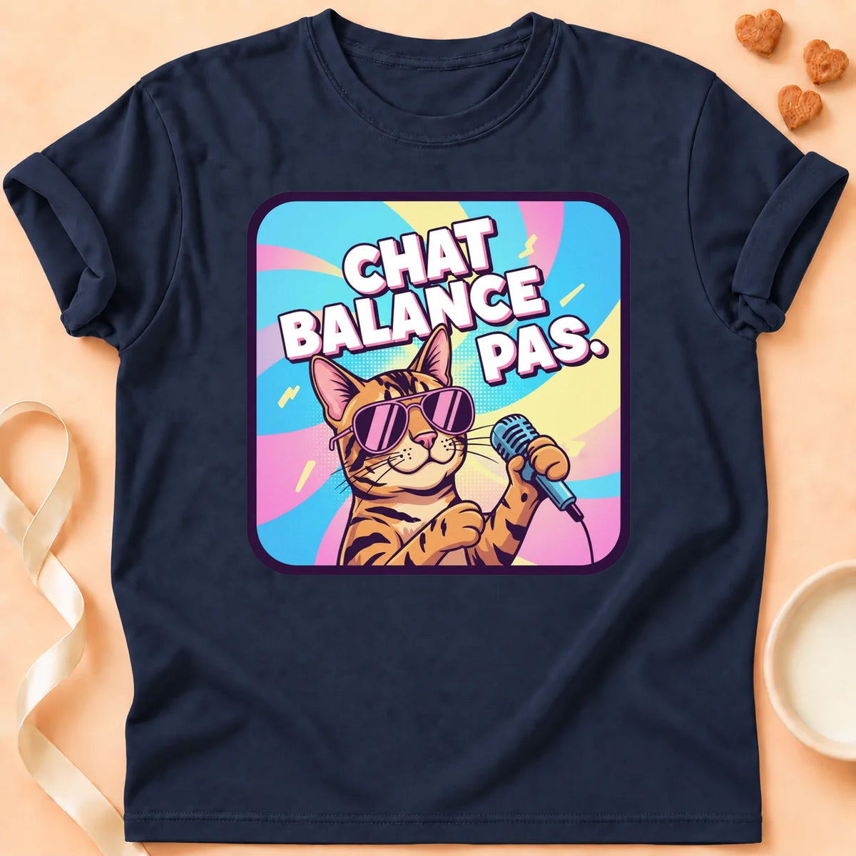 T-shirt chat Patoume – T-Shirt Balance – Bleu marine