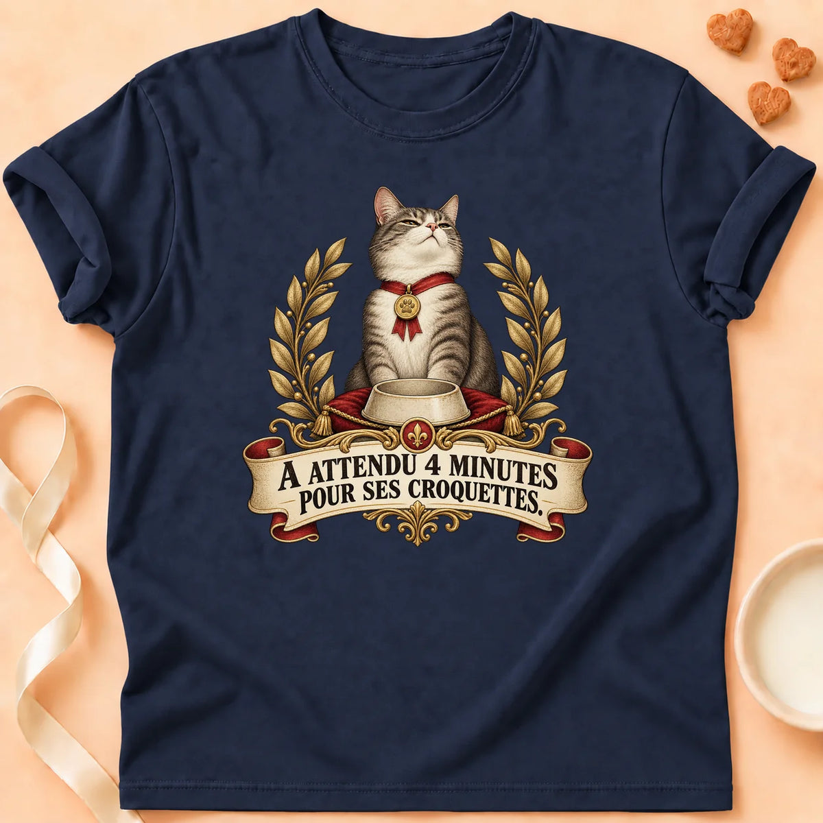 T-shirt chat Patoume – T-shirt Attendu 4 minutes – Bleu marine