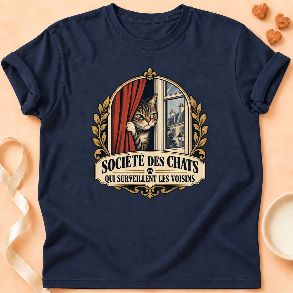 T-shirt chat Patoume – T-shirt Les voisins – Bleu marine