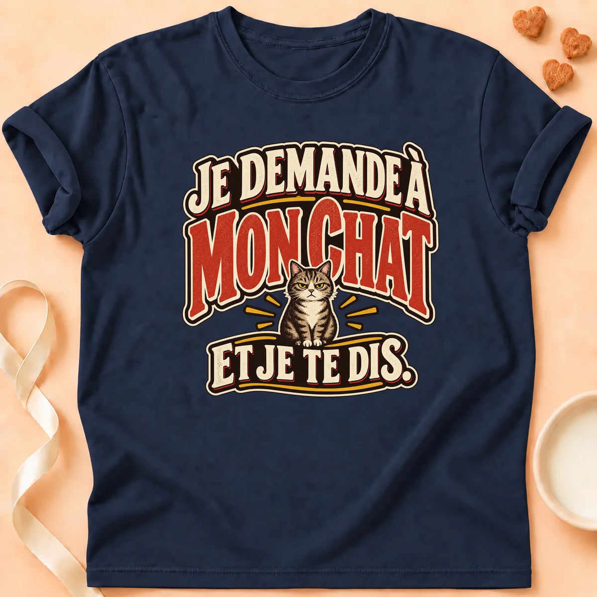 T-shirt chat Patoume – T-shirt Demandé – Bleu marine