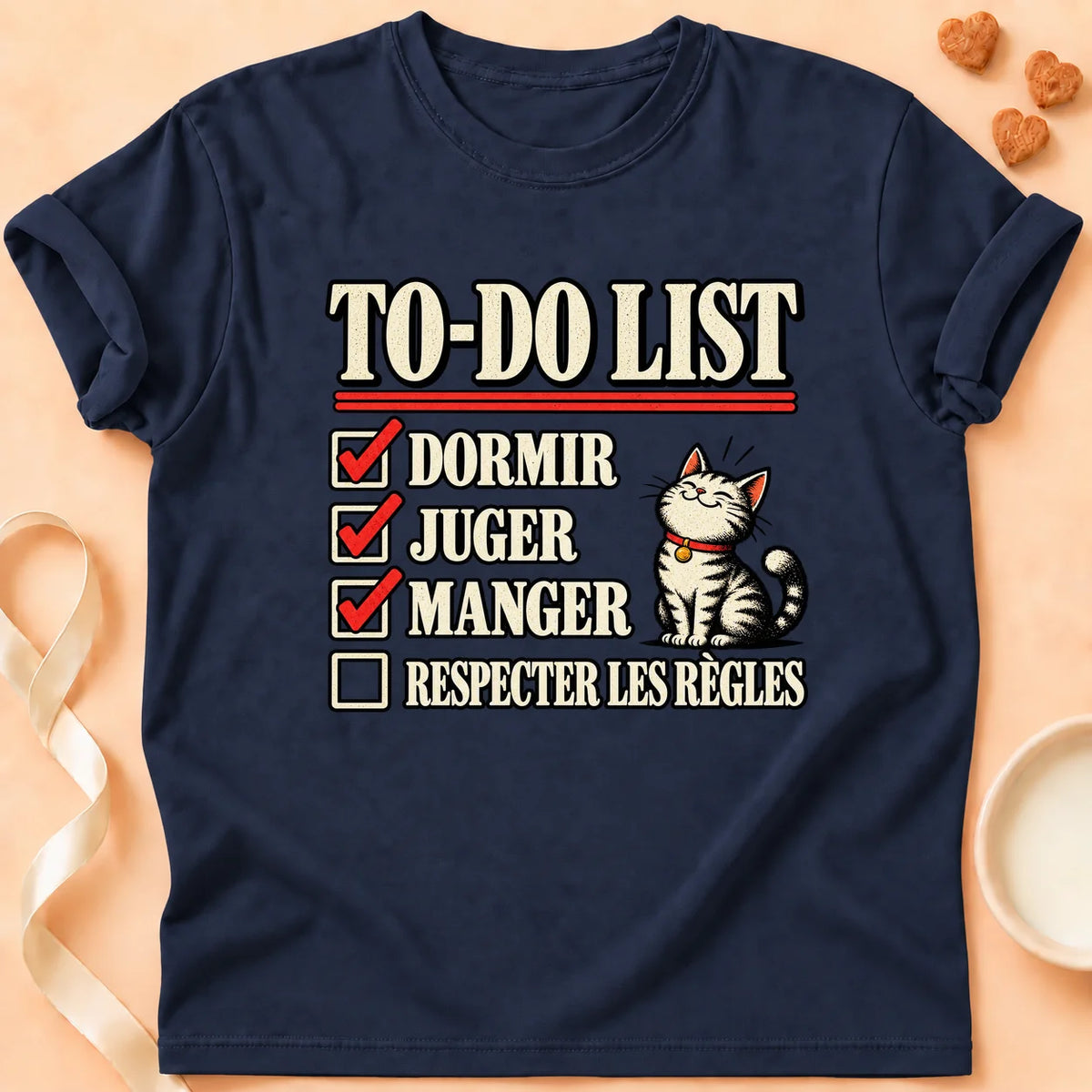 T-shirt chat Patoume – T-shirt To do list – Bleu marine
