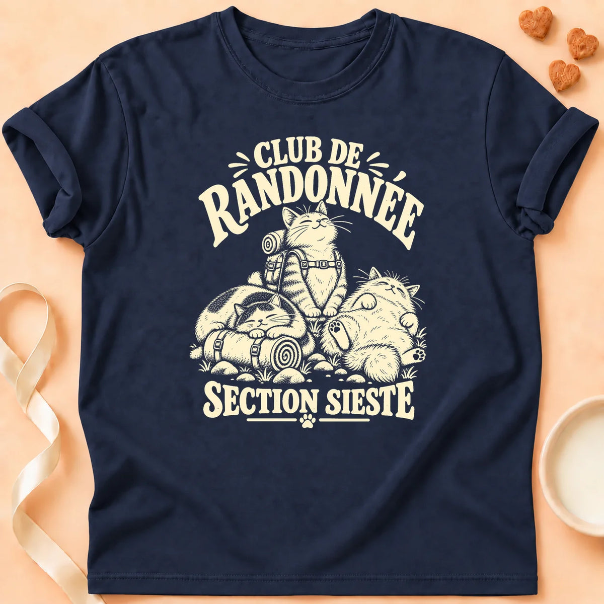 T-shirt chat Patoume – T-shirt Section sieste – Bleu marine