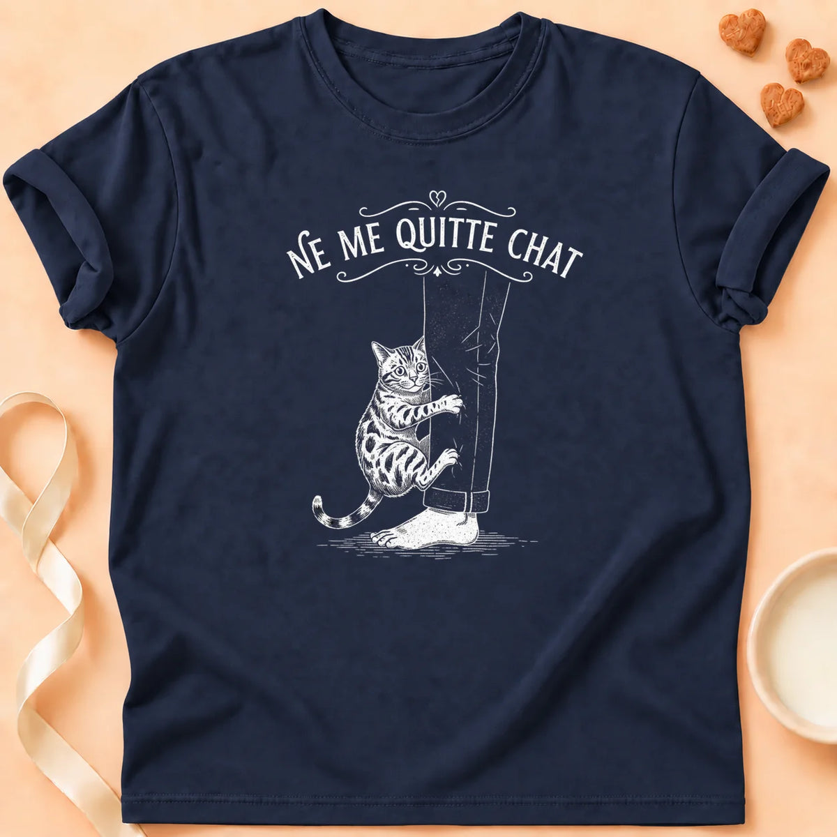 T-shirt chat Patoume – T-Shirt Quitter – Bleu marine