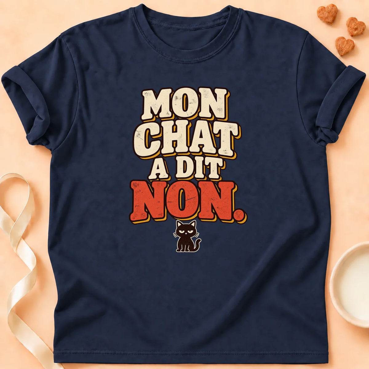 T-shirt chat Patoume – T-shirt Mon chat a dit non – Bleu marine