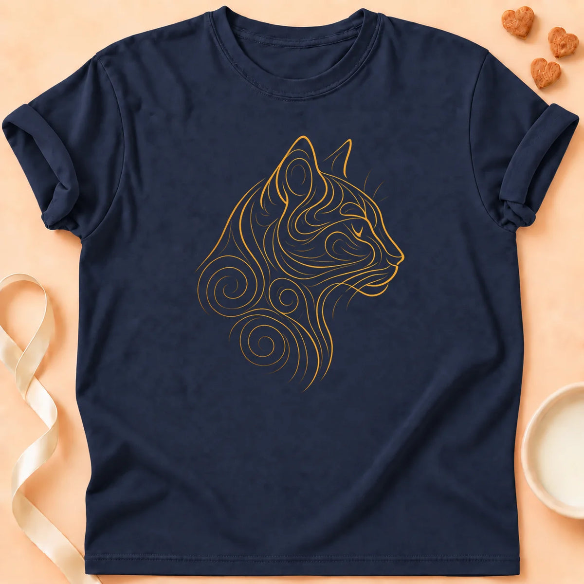 T-shirt chat Patoume – T-Shirt Fractale – Bleu marine