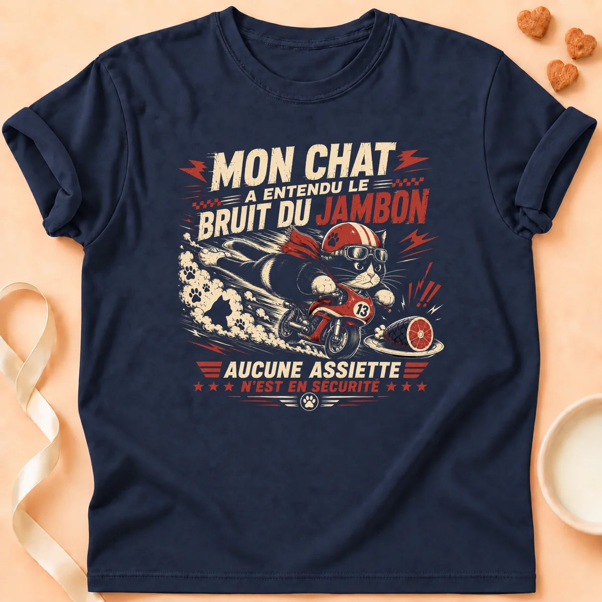 T-shirt chat Patoume – T-Shirt Jambon – Bleu marine