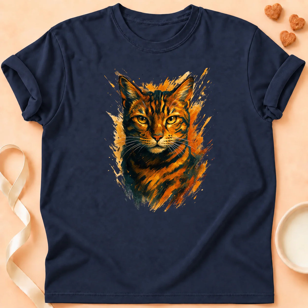 T-shirt chat Patoume – T-Shirt Peinture – Bleu marine