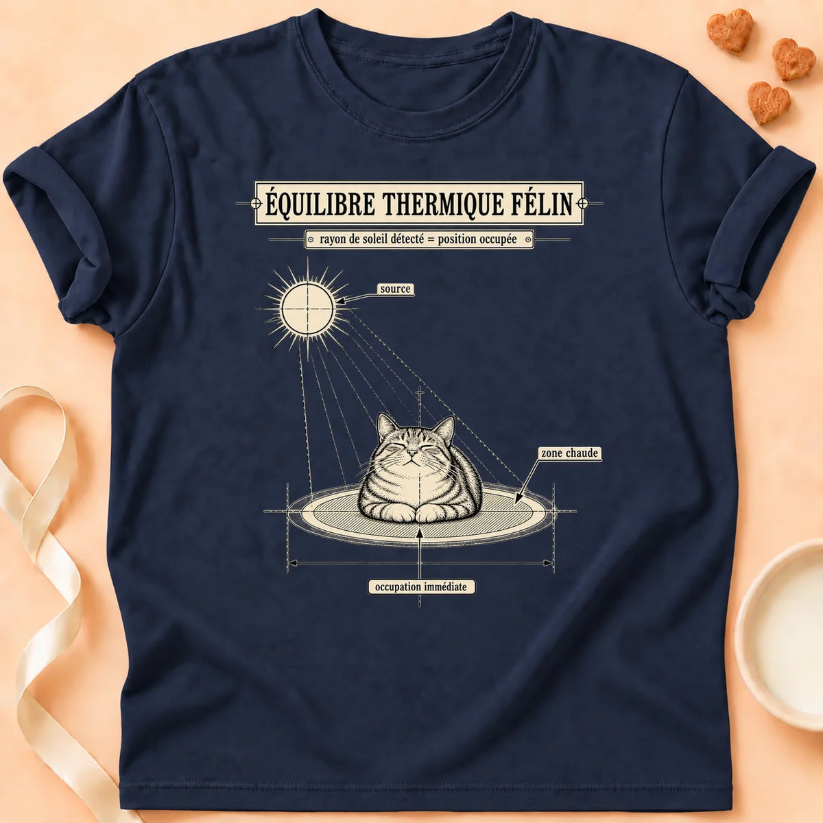 T-shirt chat Patoume – T-shirt Equilibre thermique – Bleu marine