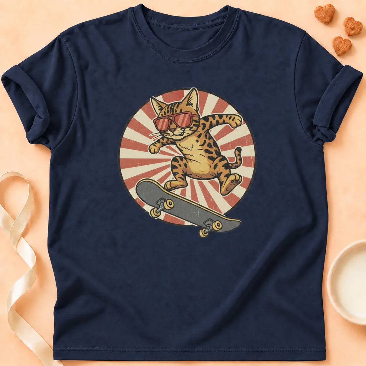 T-shirt chat Patoume – T-Shirt Skate – Bleu marine