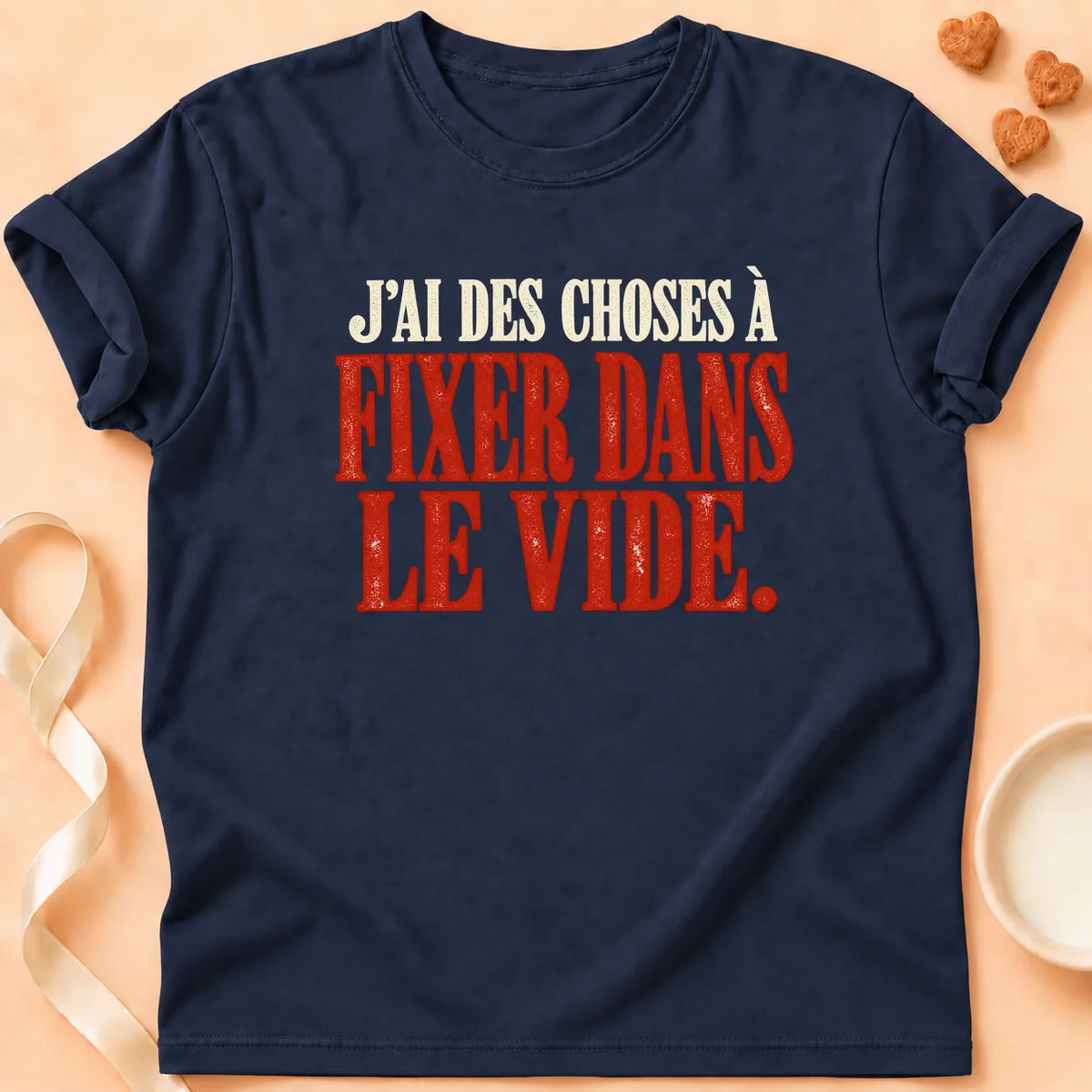 T-shirt chat Patoume – T-shirt Le vide – Bleu marine